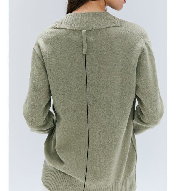 BEIGE,「【洗える】POMPE / ウールカシミヤ配色ラインVネックニット」|ニット・セーター|