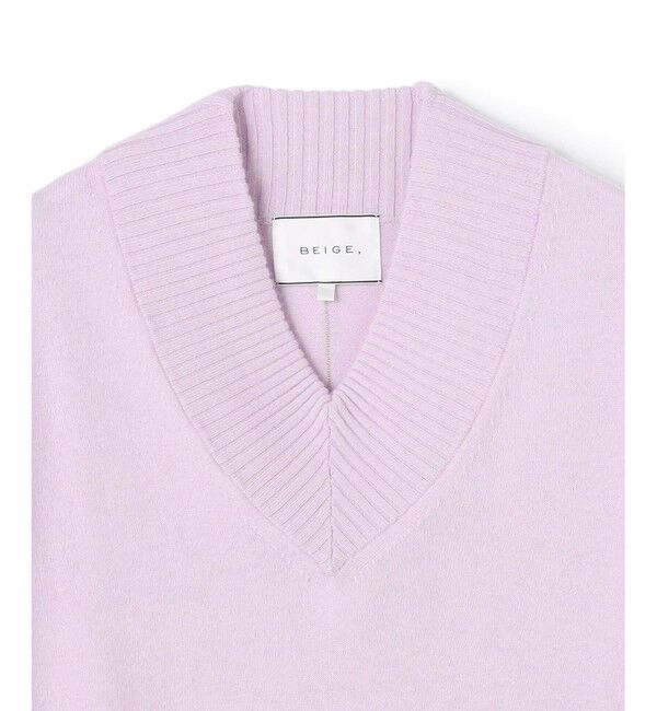 BEIGE,「【洗える】POMPE / ウールカシミヤ配色ラインVネックニット」|ニット・セーター|