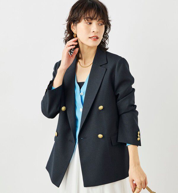 NOLLEY'S「《セットアップ対応》ウォッシャブルハイスペック麻調ダブルジャケット」|テーラードジャケット|ネイビー