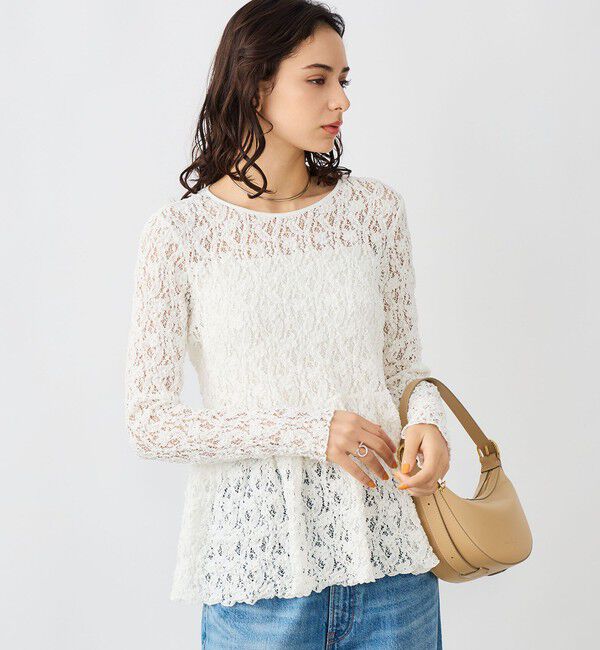 NOLLEY'S sophi「ウォッシャブルストレッチレースペプラムプルオーバー」|シャツ・ブラウス|