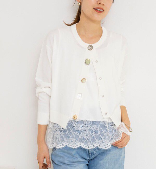 NOLLEY'S「《手洗い可能》ランダムビジューカーディガン」|カーディガン|