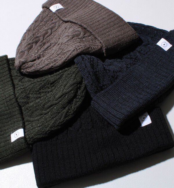 GLOSTER「【リバーシブル仕様】【UNISEX】halo commodity 別注 ストラタスケーブルワッチ」|ニット帽|