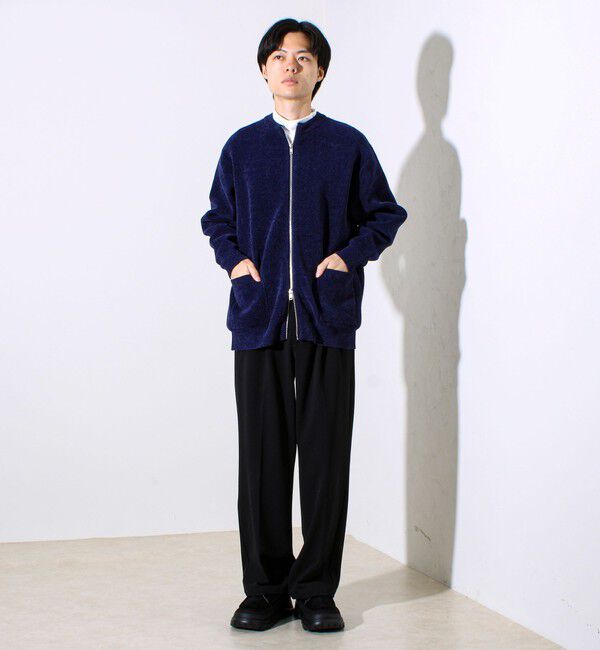 GLOSTER「【チクチクしないニットシリーズ】モールダブルフェイス クルージップカーデ」|カーディガン|