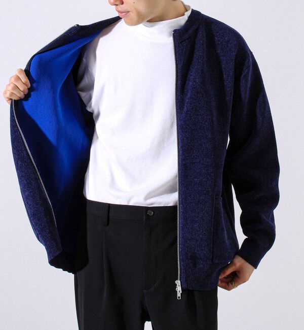 GLOSTER「【チクチクしないニットシリーズ】モールダブルフェイス クルージップカーデ」|カーディガン|