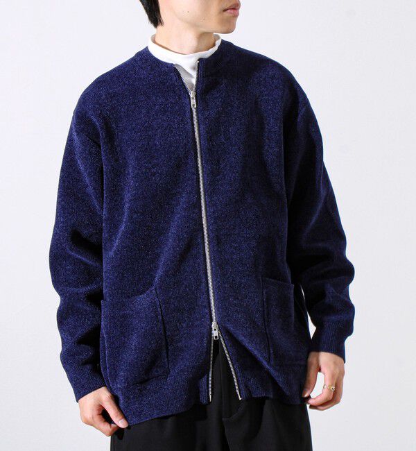 GLOSTER「【チクチクしないニットシリーズ】モールダブルフェイス クルージップカーデ」|カーディガン|