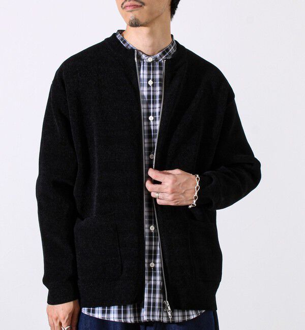 GLOSTER「【チクチクしないニットシリーズ】モールダブルフェイス クルージップカーデ」|カーディガン|