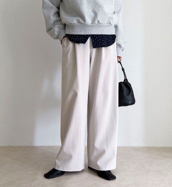 fredy emue「【セットアップ対応】パウダリーツイルイージーセミワイドパンツ」|チノ|