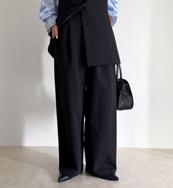 fredy emue「【セットアップ対応】パウダリーツイルイージーセミワイドパンツ」|チノ|