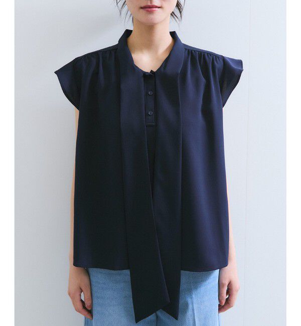 VIS「【WEB限定】【防シワ】フリルフレンチボウタイブラウス/通勤対応」|シャツ・ブラウス|