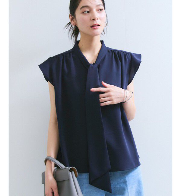 VIS「【WEB限定】【防シワ】フリルフレンチボウタイブラウス/通勤対応」|シャツ・ブラウス|