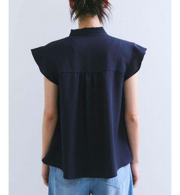 VIS「【WEB限定】【防シワ】フリルフレンチボウタイブラウス/通勤対応」|シャツ・ブラウス|