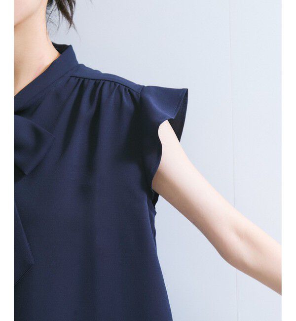 VIS「【WEB限定】【防シワ】フリルフレンチボウタイブラウス/通勤対応」|シャツ・ブラウス|