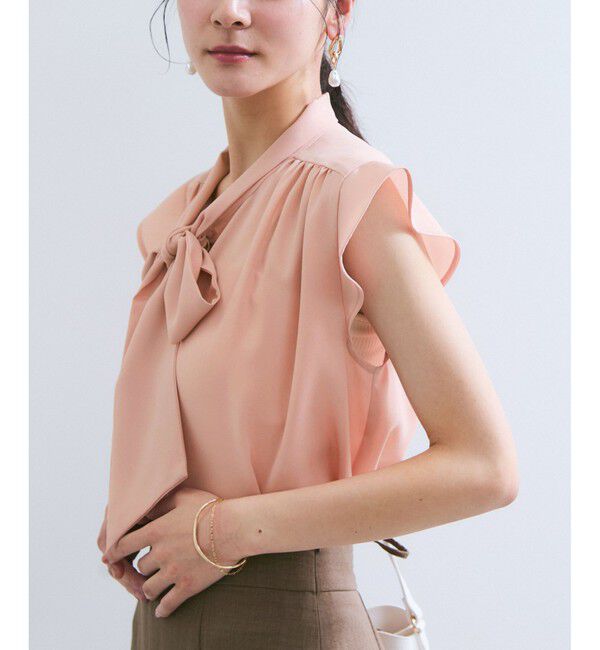 VIS「【WEB限定】【防シワ】フリルフレンチボウタイブラウス/通勤対応」|シャツ・ブラウス|