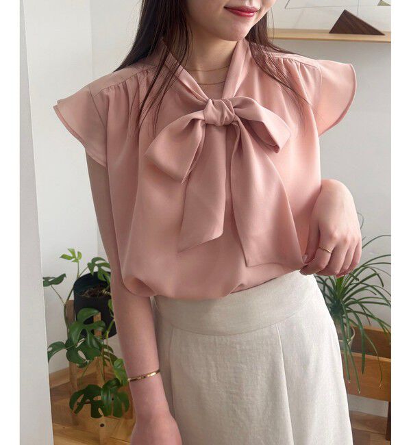 VIS「【WEB限定】【防シワ】フリルフレンチボウタイブラウス/通勤対応」|シャツ・ブラウス|