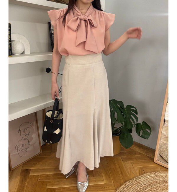 VIS「【WEB限定】【防シワ】フリルフレンチボウタイブラウス/通勤対応」|シャツ・ブラウス|