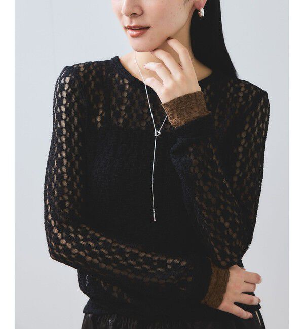 VIS「【WEB/一部店舗限定】レース配色プルオーバー」|Tシャツ・カットソー|