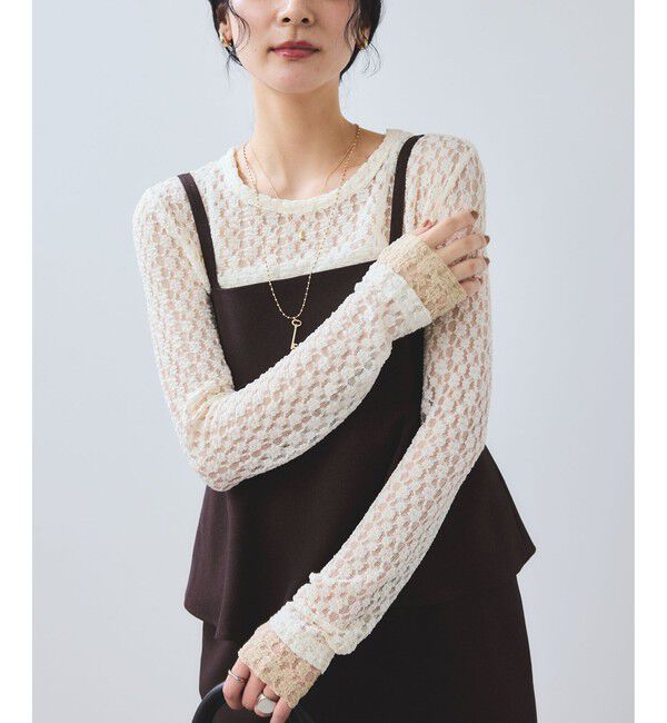 VIS「【WEB/一部店舗限定】レース配色プルオーバー」|Tシャツ・カットソー|