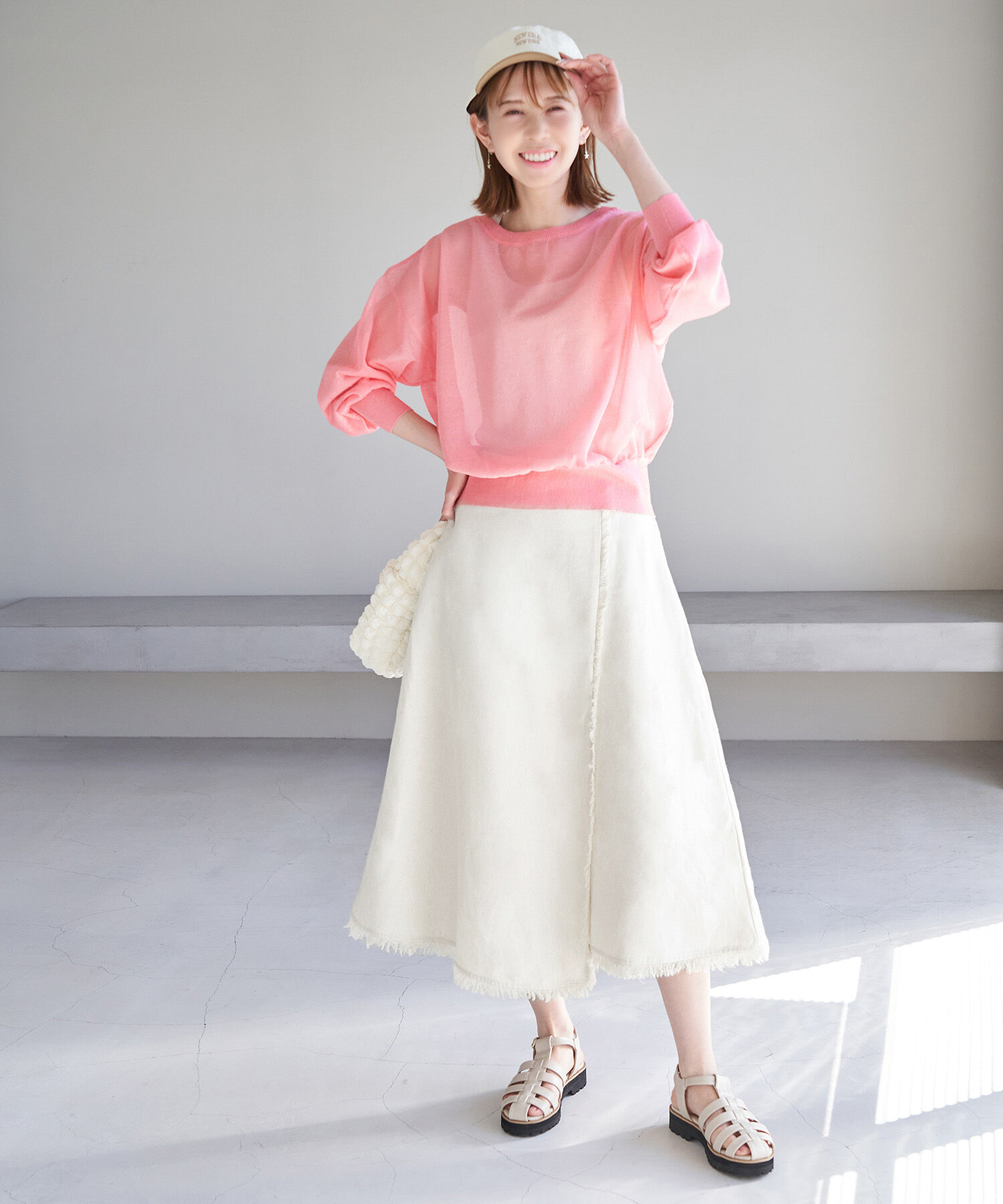 Rope&rsquo;Picnic「麻混フリンジフレアスカート」|スカート|