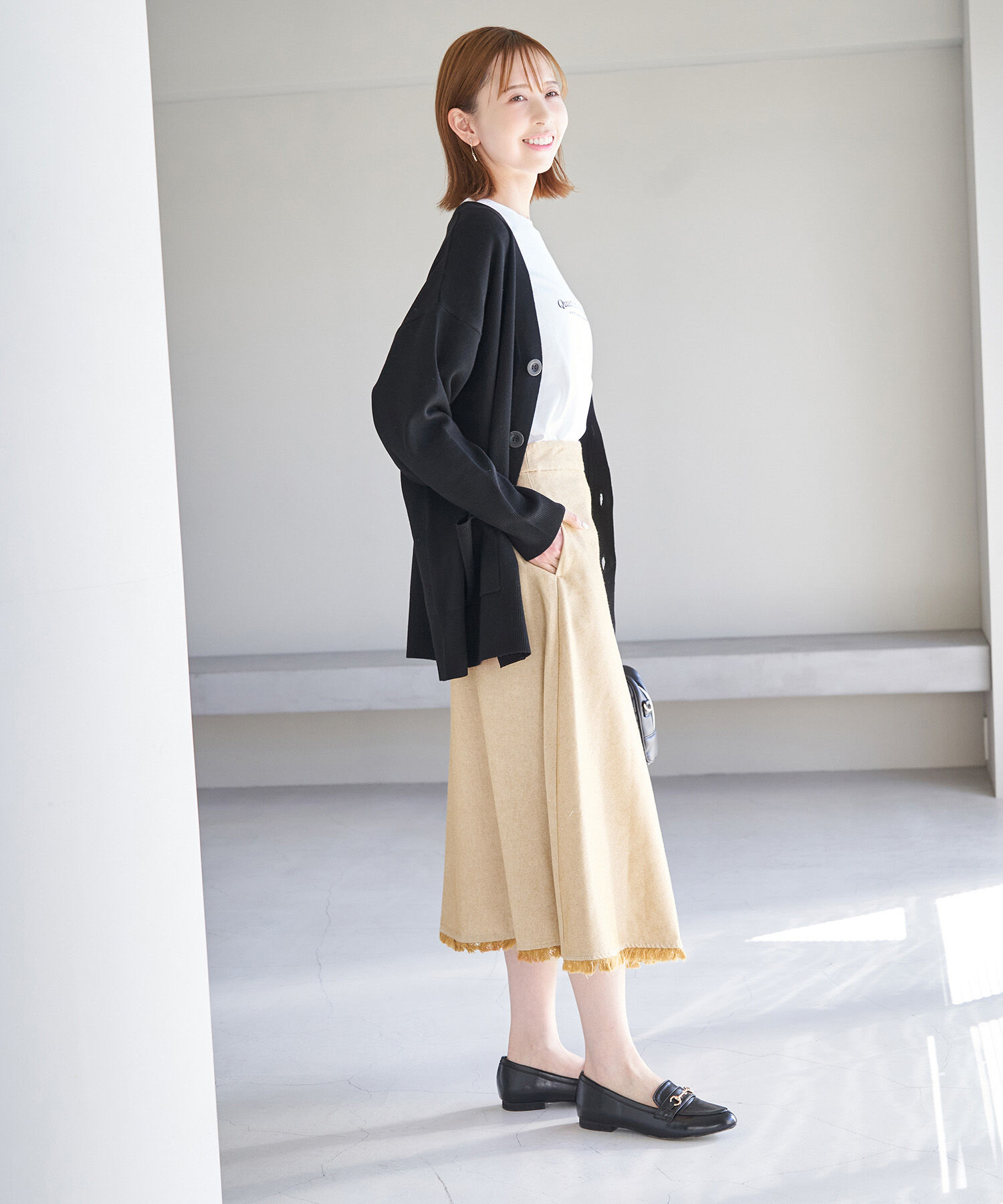 Rope&rsquo;Picnic「麻混フリンジフレアスカート」|スカート|