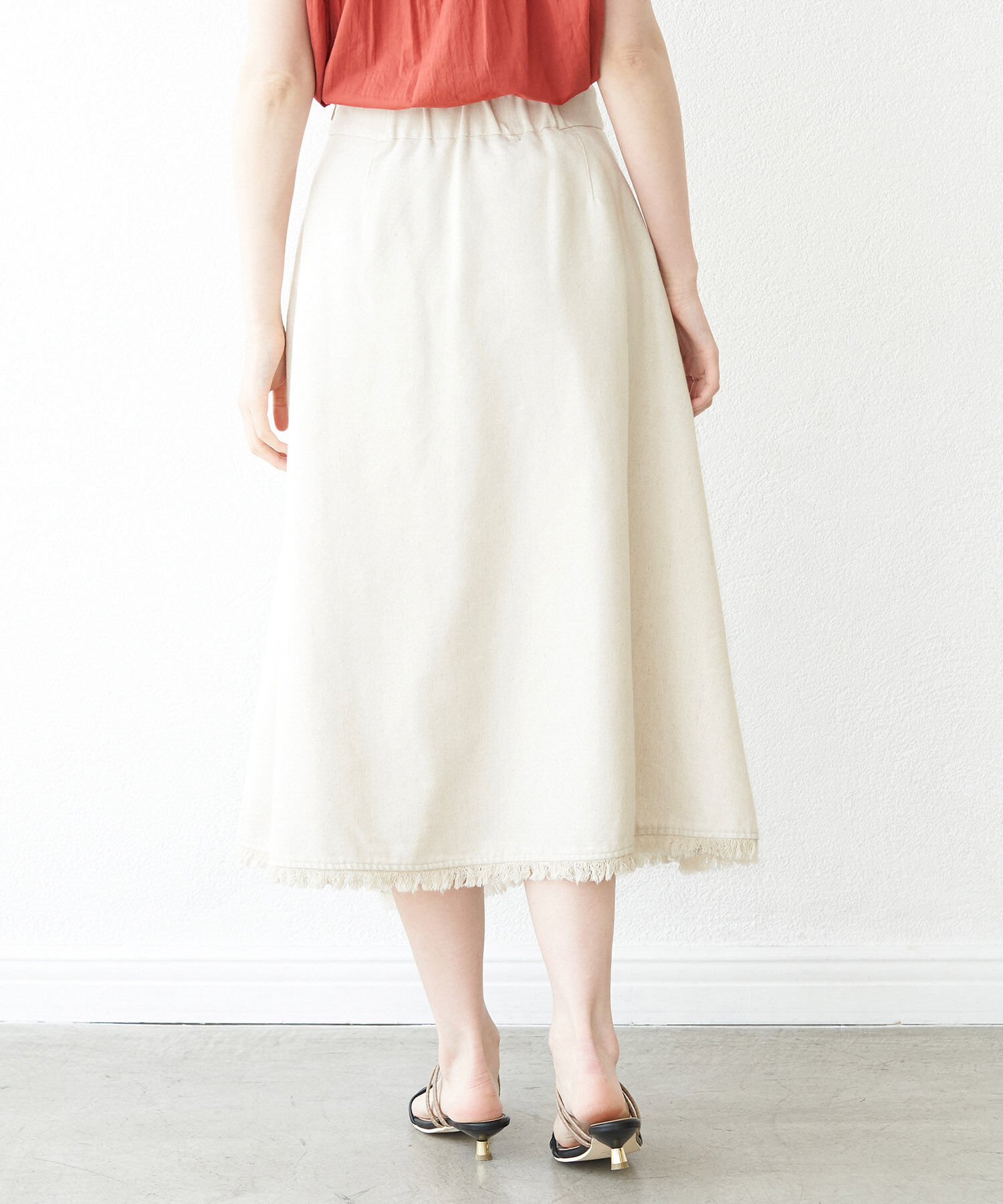 Rope&rsquo;Picnic「麻混フリンジフレアスカート」|スカート|