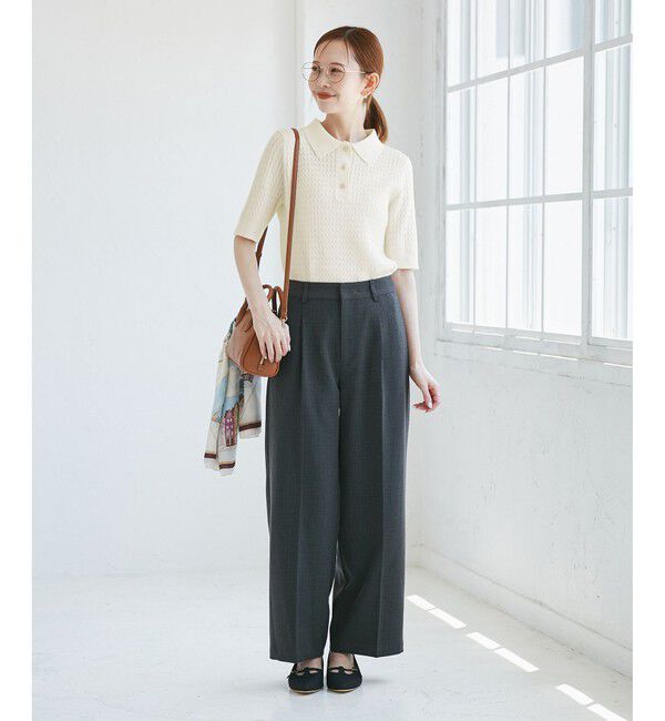 Rope&rsquo;Picnic「ミニケーブルハーフスリーブニットポロシャツ」|ポロシャツ|