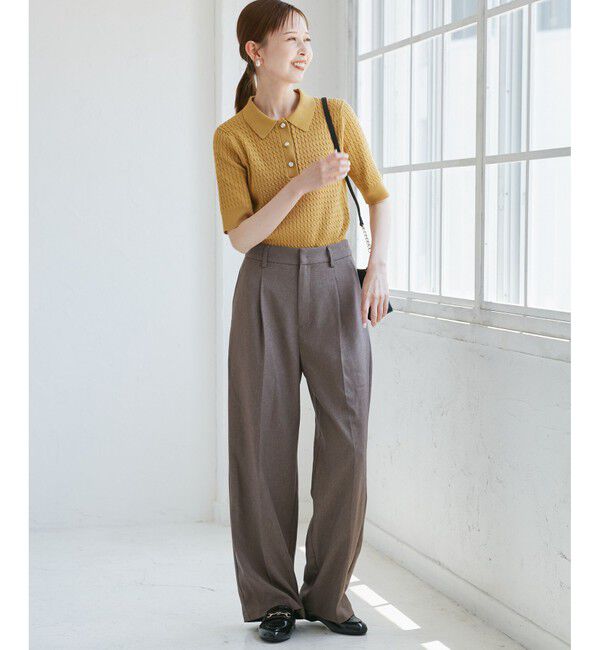 Rope&rsquo;Picnic「ミニケーブルハーフスリーブニットポロシャツ」|ポロシャツ|