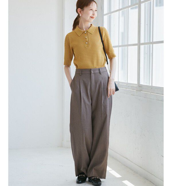 Rope&rsquo;Picnic「ミニケーブルハーフスリーブニットポロシャツ」|ポロシャツ|