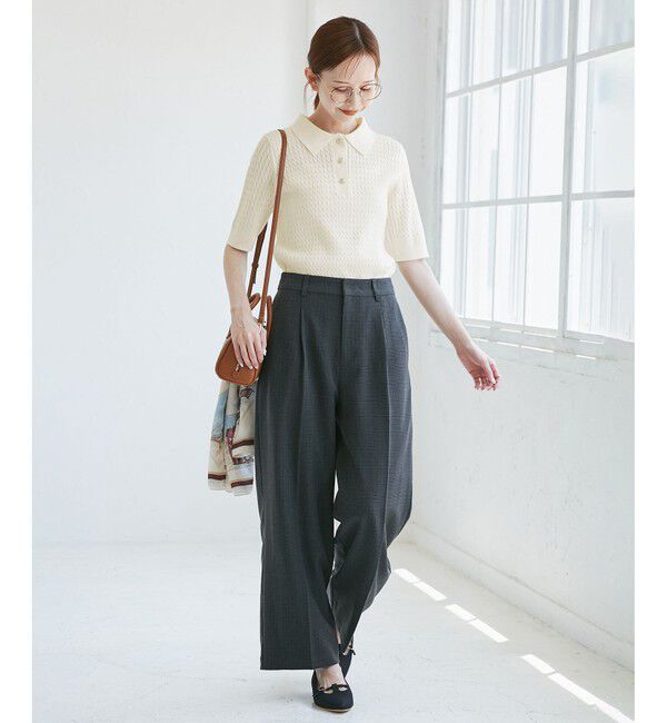 Rope&rsquo;Picnic「ミニケーブルハーフスリーブニットポロシャツ」|ポロシャツ|