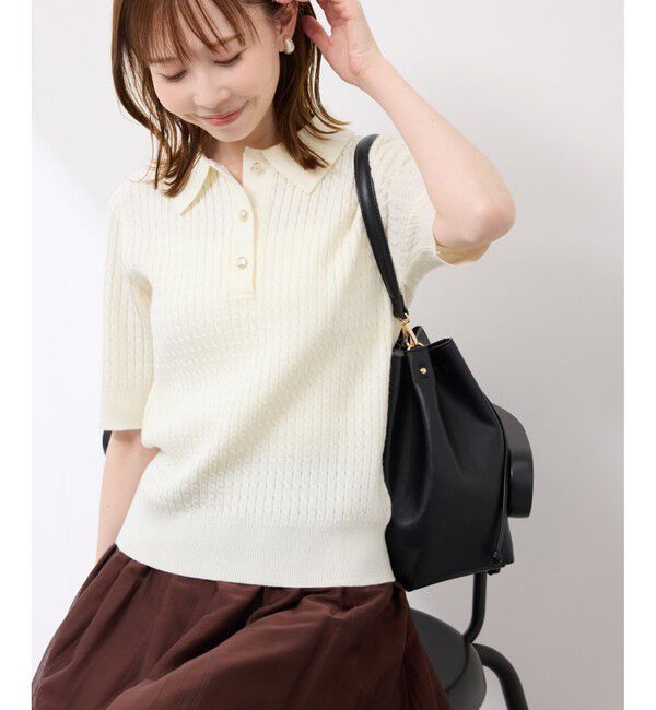 Rope&rsquo;Picnic「ミニケーブルハーフスリーブニットポロシャツ」|ポロシャツ|