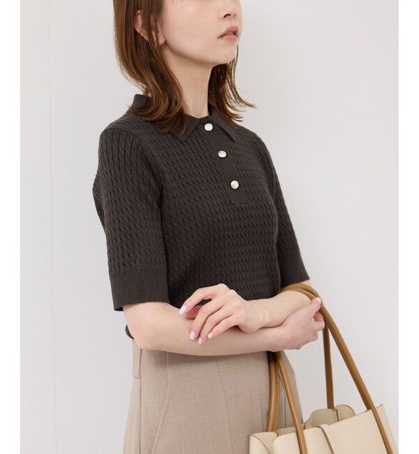 Rope&rsquo;Picnic「ミニケーブルハーフスリーブニットポロシャツ」|ポロシャツ|