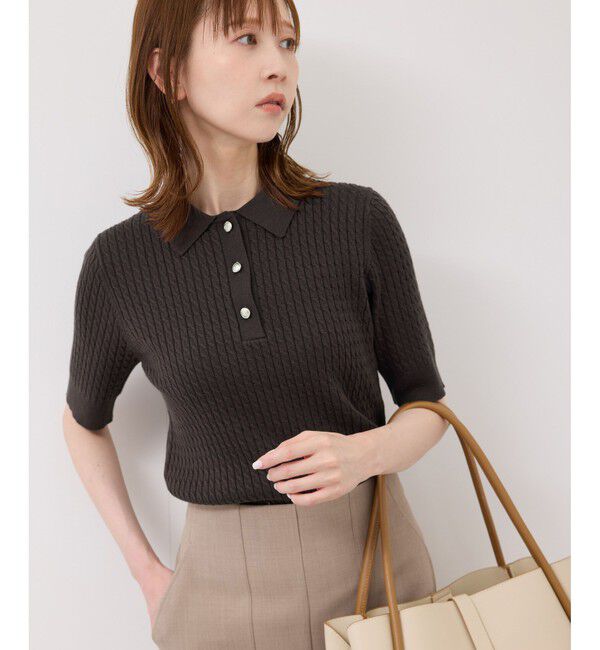 Rope&rsquo;Picnic「ミニケーブルハーフスリーブニットポロシャツ」|ポロシャツ|
