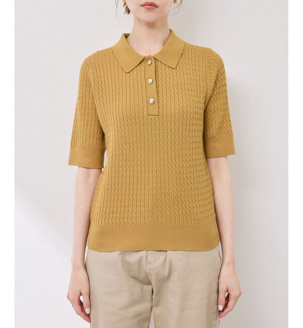 Rope&rsquo;Picnic「ミニケーブルハーフスリーブニットポロシャツ」|ポロシャツ|