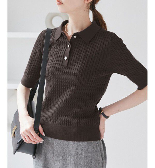 Rope&rsquo;Picnic「ミニケーブルハーフスリーブニットポロシャツ」|ポロシャツ|
