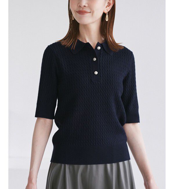 Rope&rsquo;Picnic「ミニケーブルハーフスリーブニットポロシャツ」|ポロシャツ|