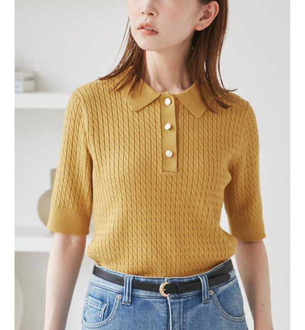 Rope&rsquo;Picnic「ミニケーブルハーフスリーブニットポロシャツ」|ポロシャツ|