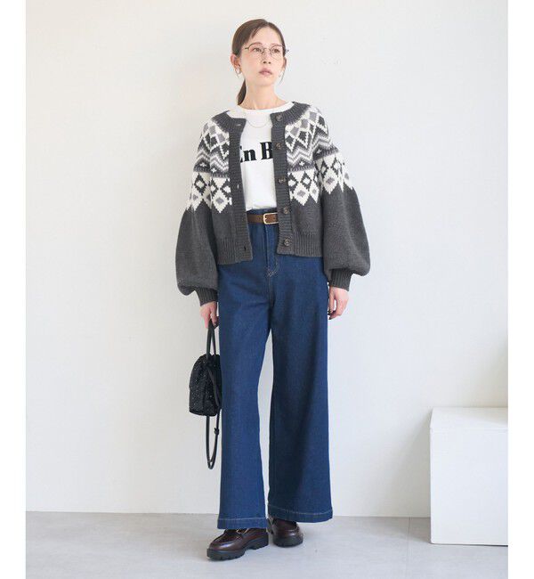 Rope&rsquo;Picnic「求心柄ボリュームスリーブカーディガン/イージーケア」|カーディガン|