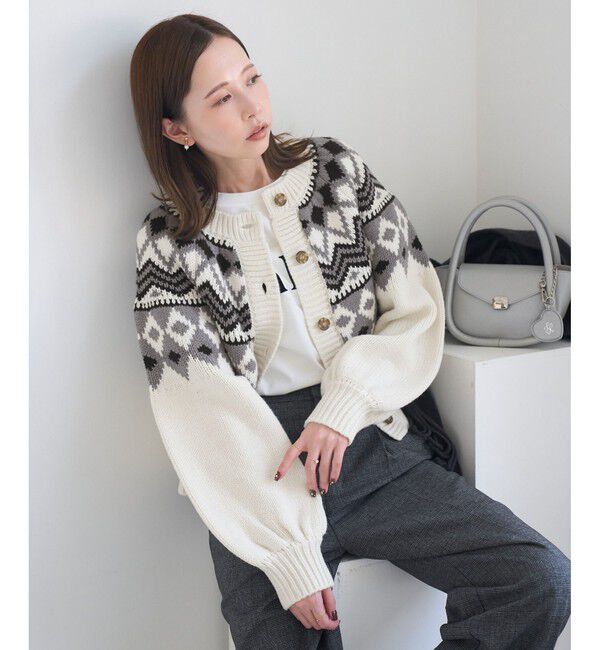 Rope&rsquo;Picnic「求心柄ボリュームスリーブカーディガン/イージーケア」|カーディガン|