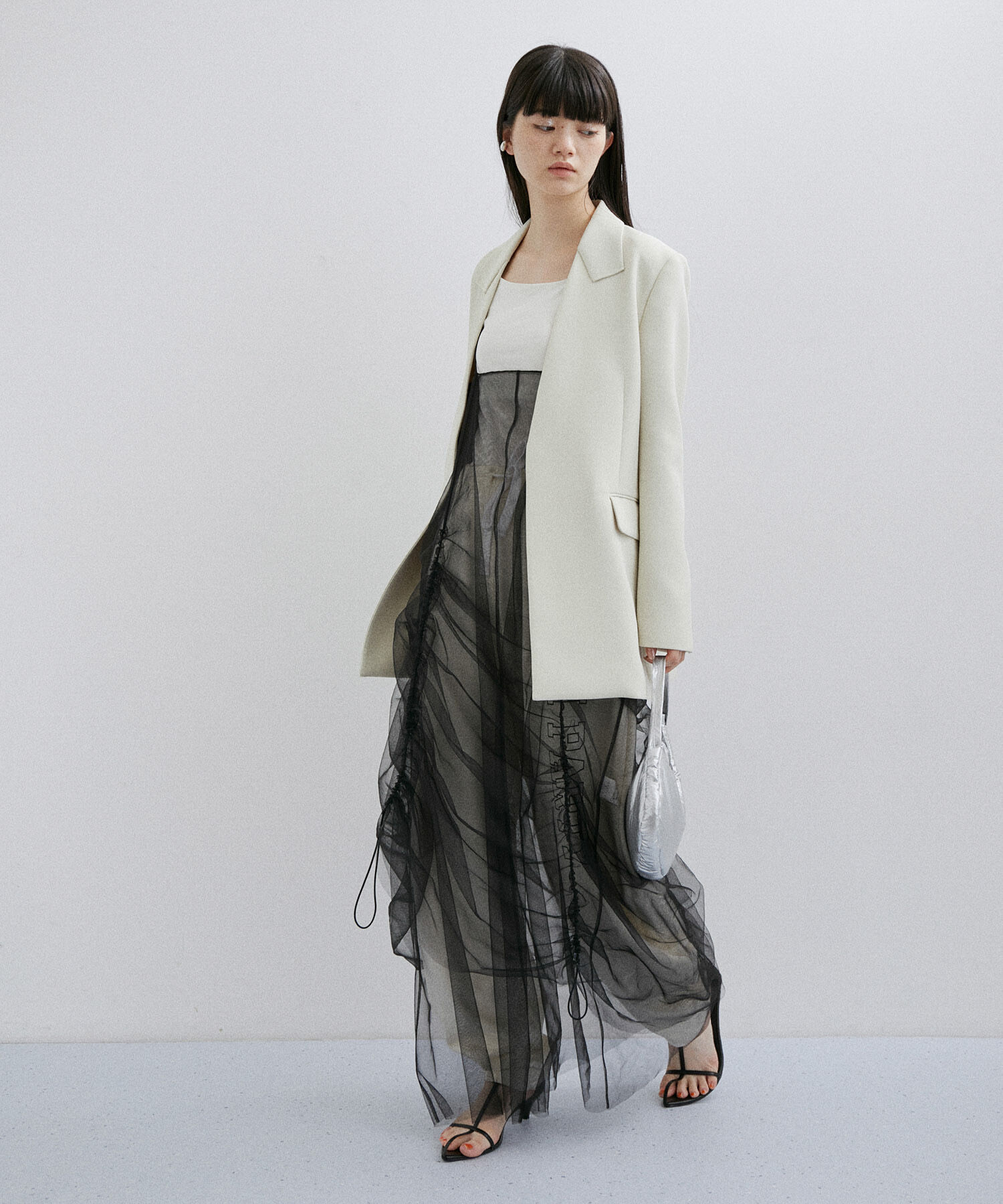 ADAM ET ROPE'「【逸品】ドロストリングチュールドレス」|ワンピース|