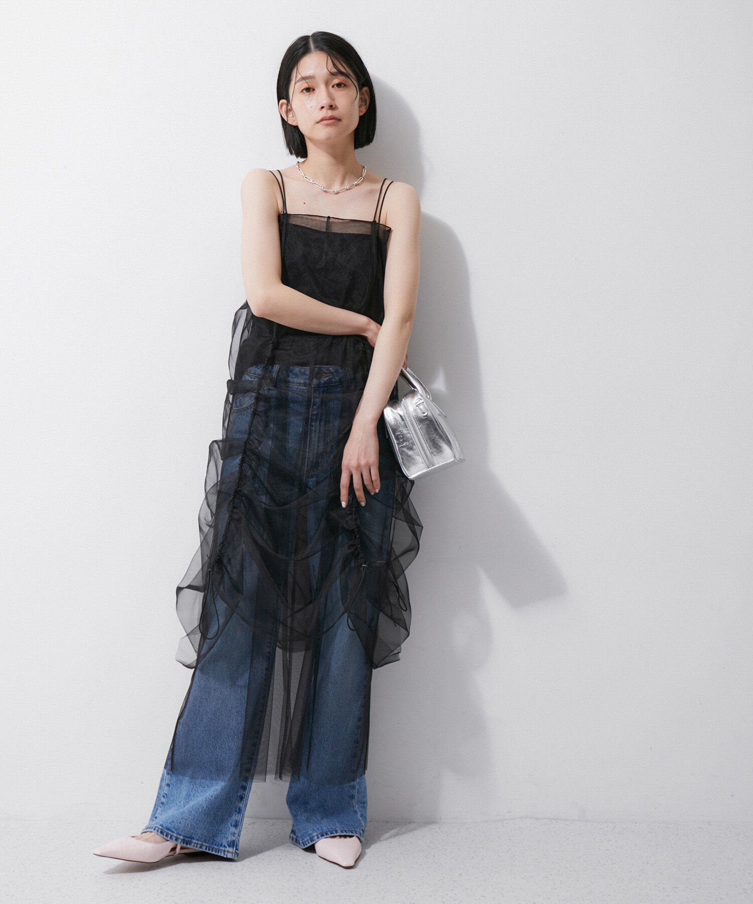 ADAM ET ROPE'「【逸品】ドロストリングチュールドレス」|ワンピース|