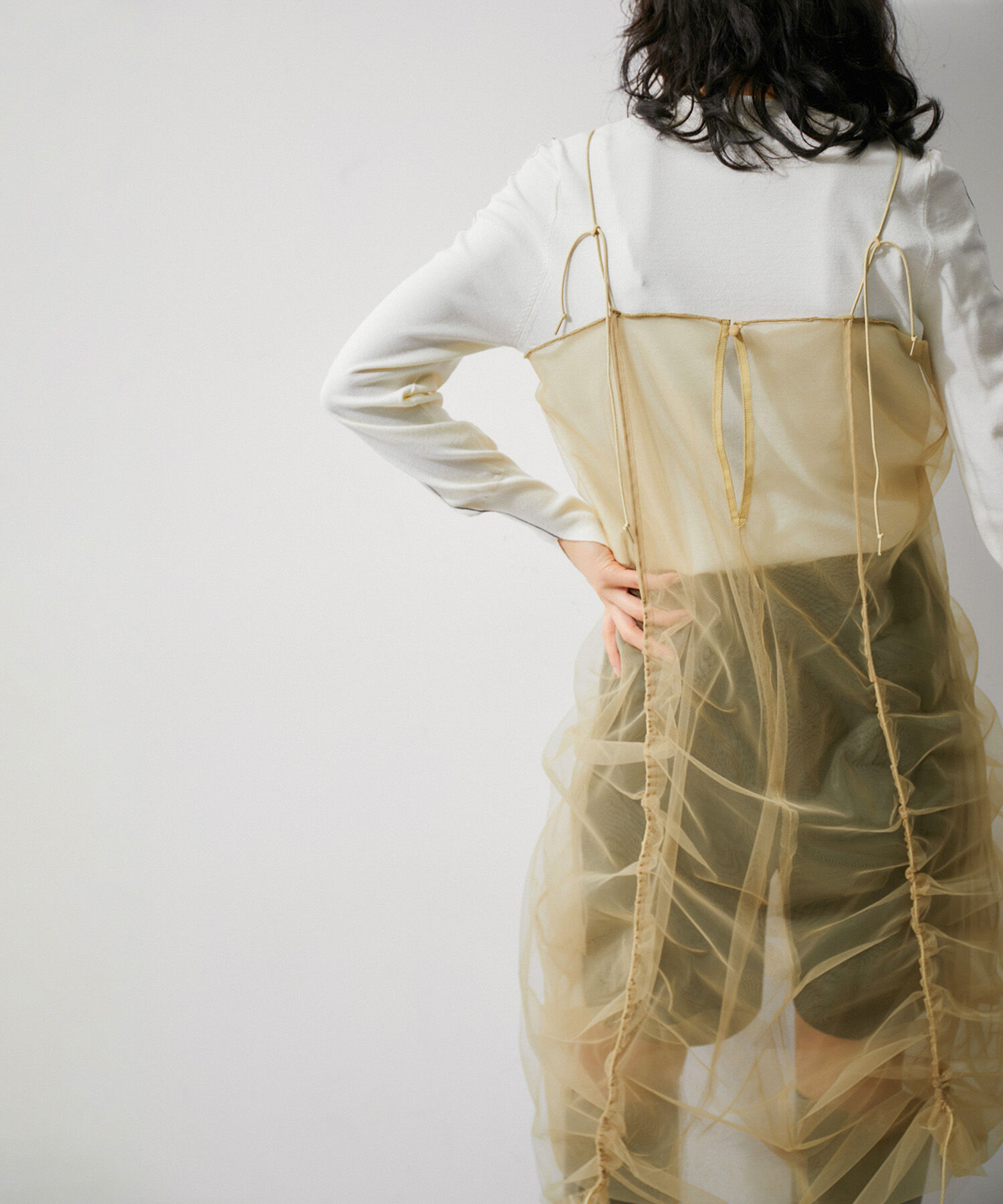 ADAM ET ROPE'「【逸品】ドロストリングチュールドレス」|ワンピース|