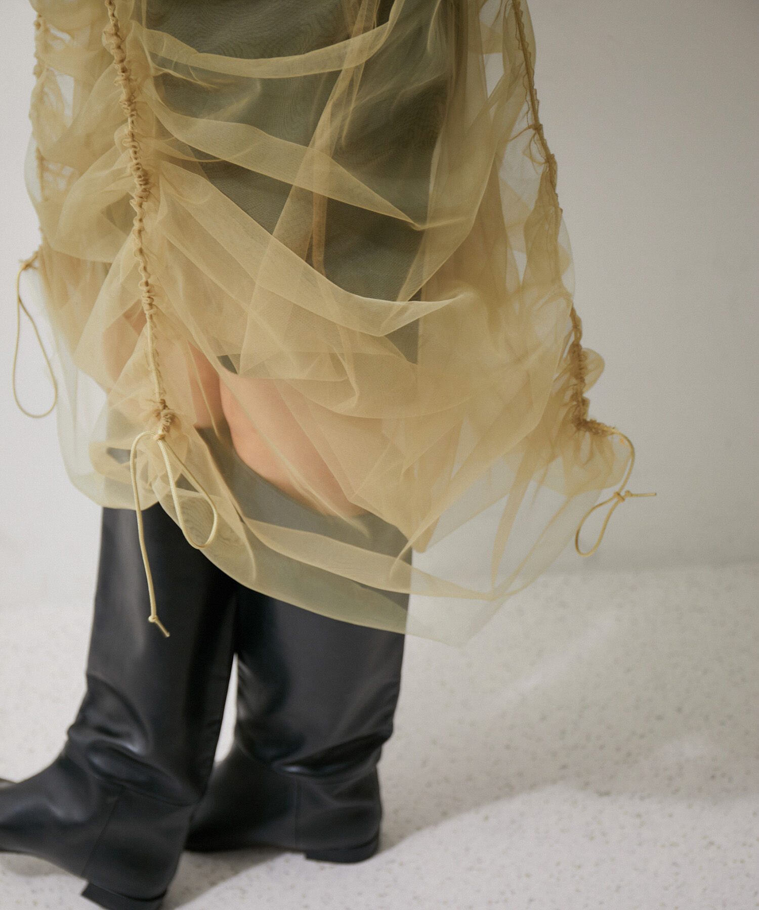 ADAM ET ROPE'「【逸品】ドロストリングチュールドレス」|ワンピース|