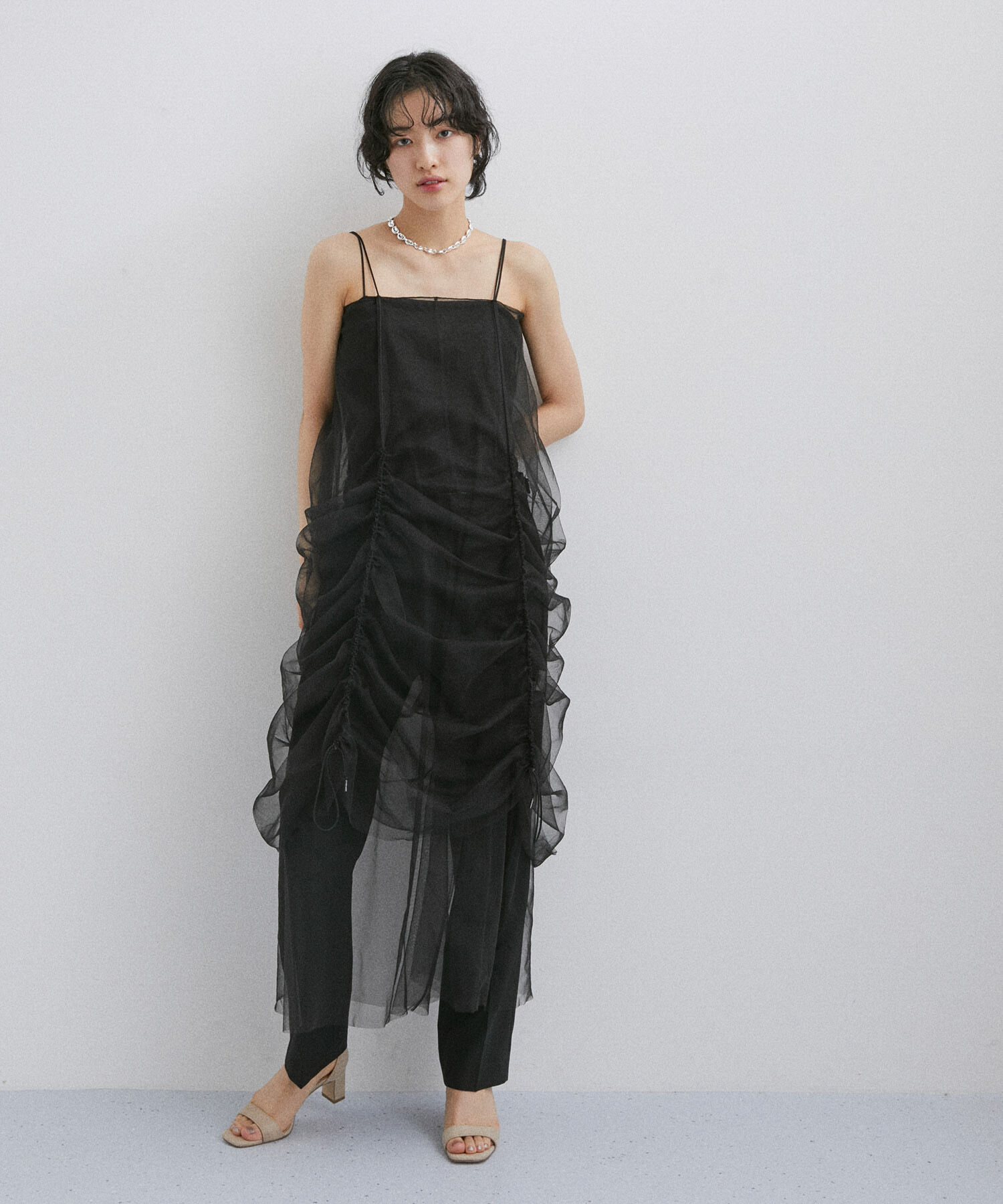 ADAM ET ROPE'「【逸品】ドロストリングチュールドレス」|ワンピース|