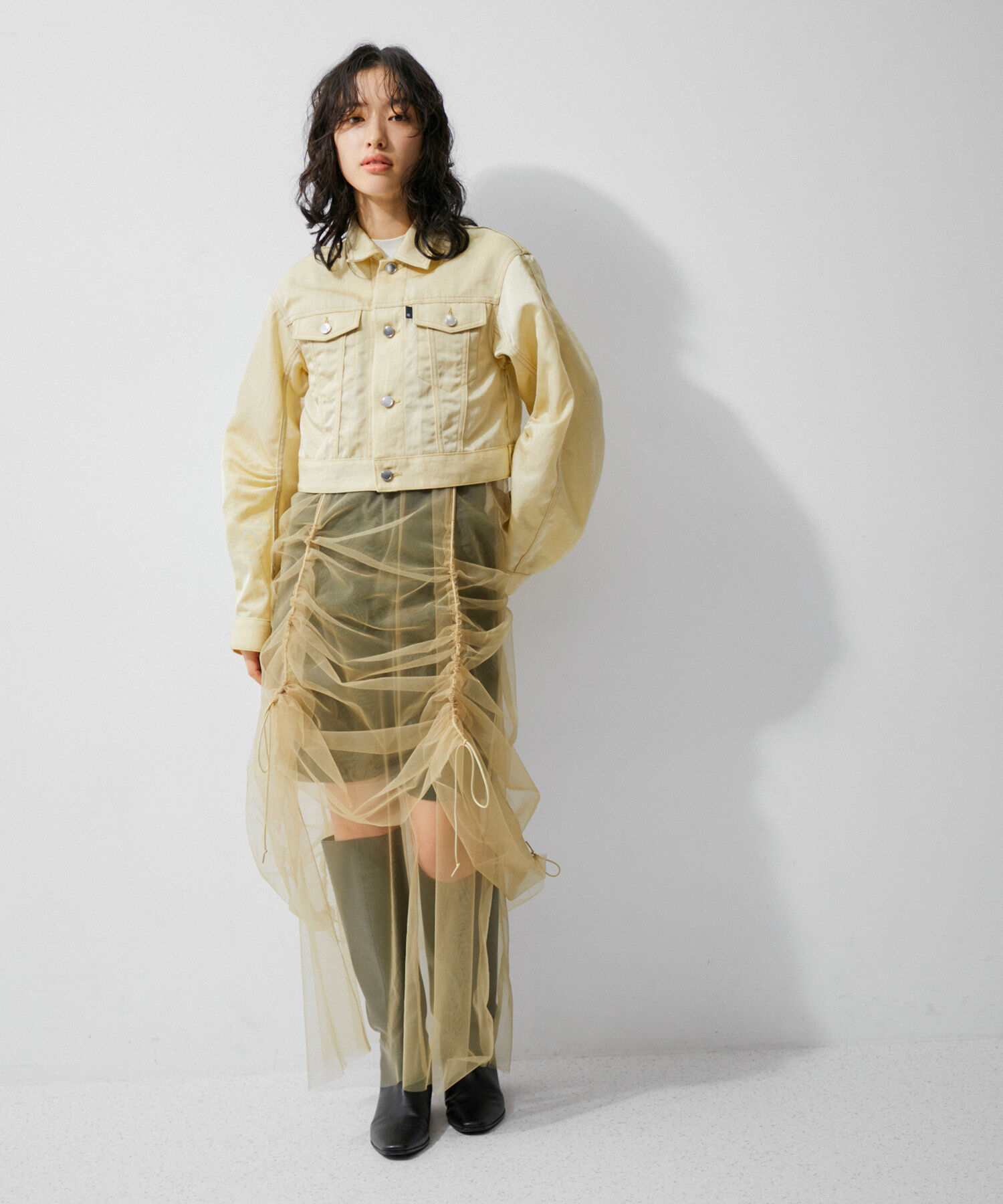 ADAM ET ROPE'「【逸品】ドロストリングチュールドレス」|ワンピース|