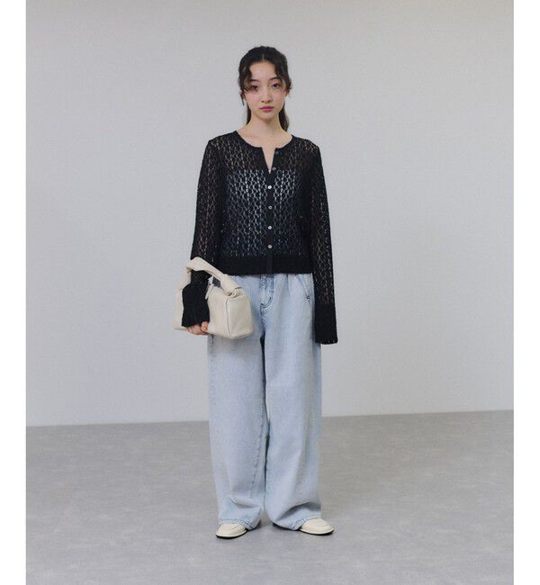 ADAM ET ROPE'「【WEB限定】レースジャージーカーディガン」|カーディガン|