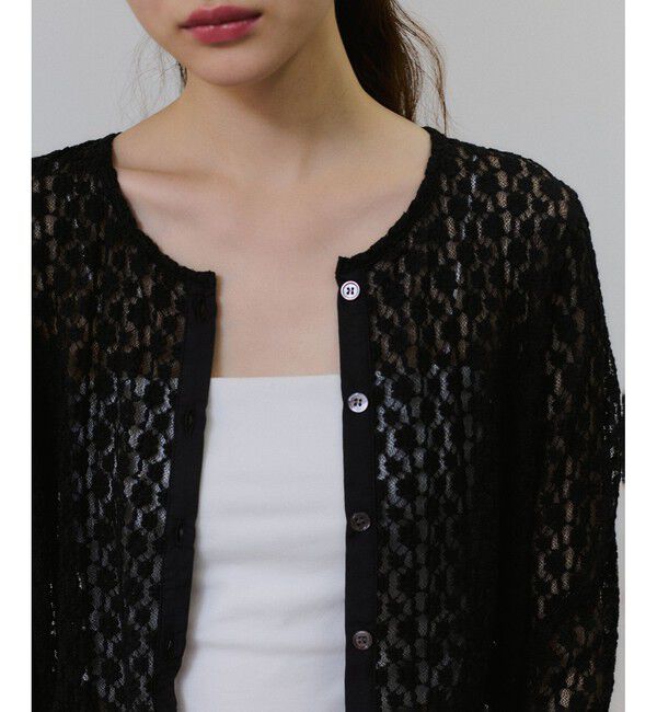 ADAM ET ROPE'「【WEB限定】レースジャージーカーディガン」|カーディガン|