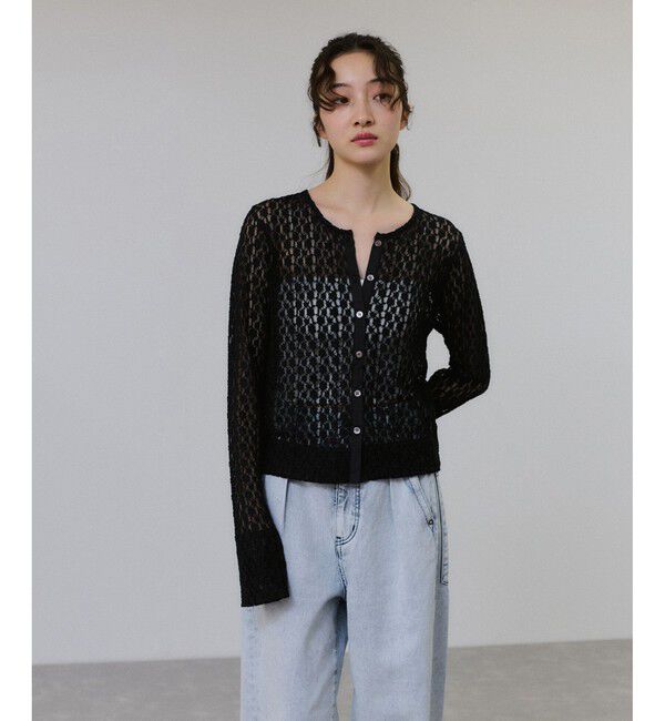 ADAM ET ROPE'「【WEB限定】レースジャージーカーディガン」|カーディガン|