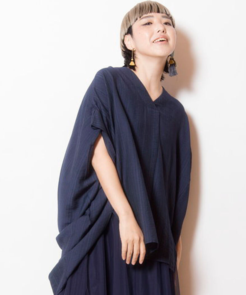  「バックギャザーブラウス」|シャツ・ブラウス|NAVY