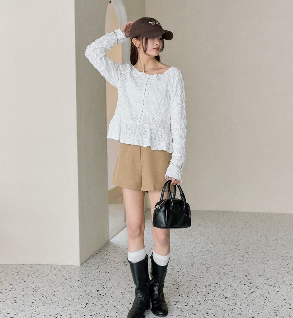  「シャーリングペプラム TOPS」|シャツ・ブラウス|