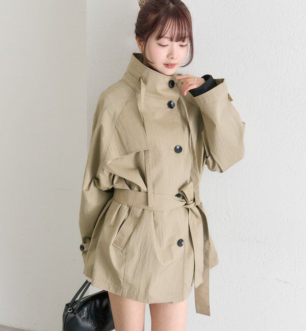  「スタンドカラーミドルトレンチ」|トレンチコート|