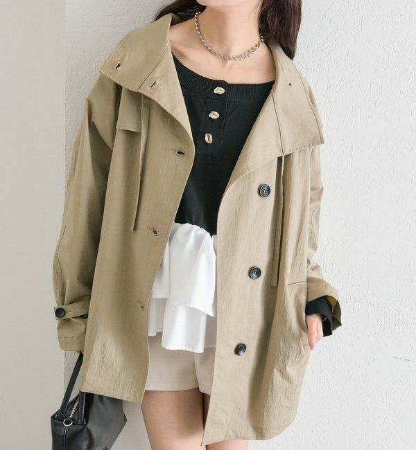 「スタンドカラーミドルトレンチ」|トレンチコート|